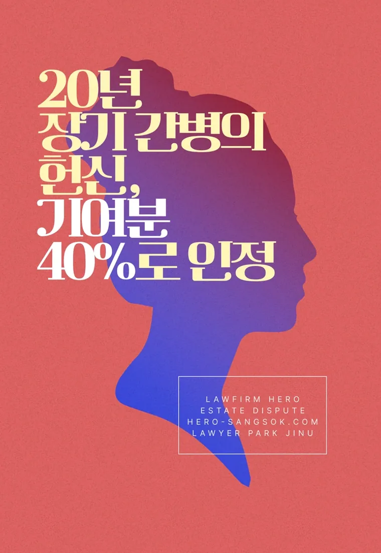 20년간 이어진 장기 간병 및 부양 사실 입증, 상속 기여분 40% 인정 사례