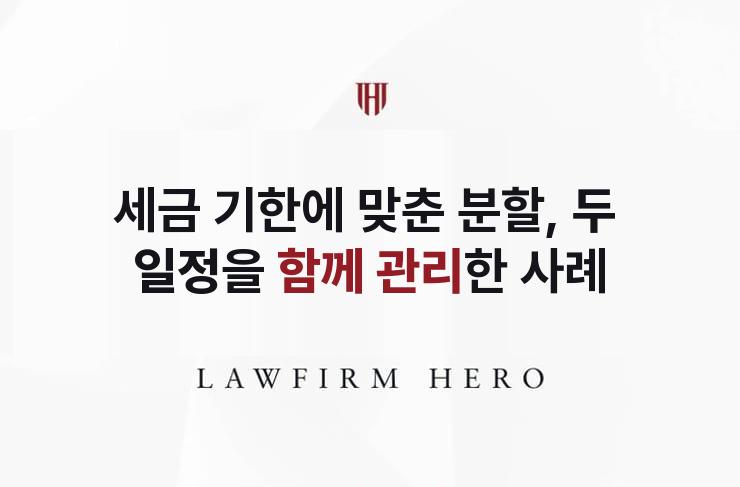 세금 기한에 맞춘 분할, 두 일정을 함께 관리 | 법무법인 영웅 상속 성공사례