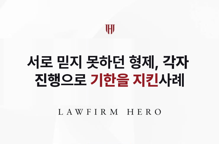 서로 믿지 못하던 형제, 각자 진행으로 기한을 지키다 | 법무법인 영웅 상속 성공사례
